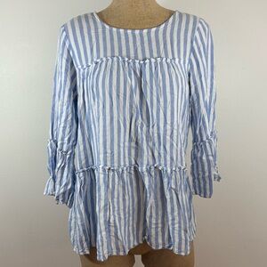 Casual Blue Striped Blouse